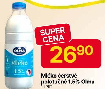Mléko čerstvé Olma - 1,5% polotučné