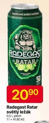 Pivo světlý ležák Ratar Radegast