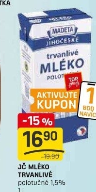 Mléko trvanlivé Jihočeské Madeta - 1,5% polotučné