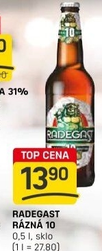 Pivo světlé výčepní Rázná 10° Radegast