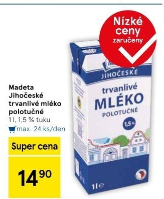 Mléko trvanlivé Jihočeské Madeta - 1,5% polotučné