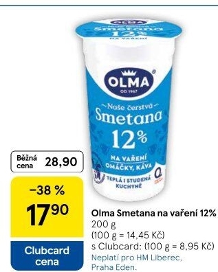 Smetana na vaření Olma 12%