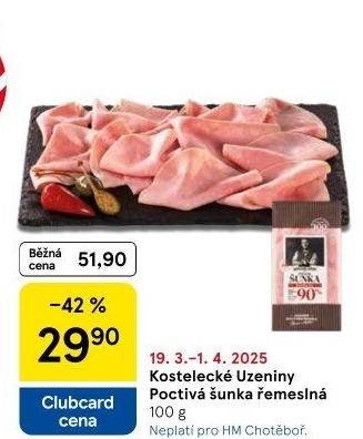 Šunka poctivá řemeslná nejvyšší jakosti Kostelecké uzeniny