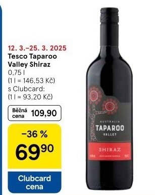 Víno Valley Shiraz Taparoo Tesco