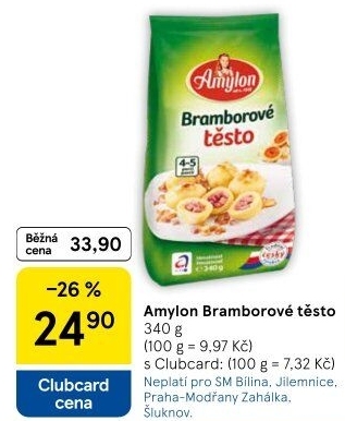 Bramborové těsto v prášku Amylon