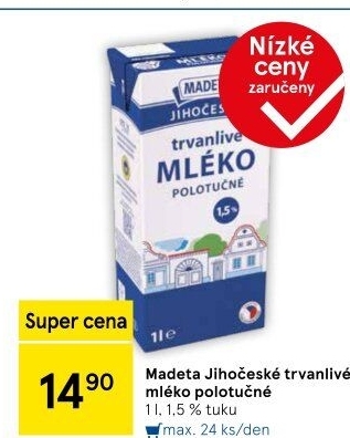 Mléko trvanlivé Jihočeské Madeta - 1,5% polotučné