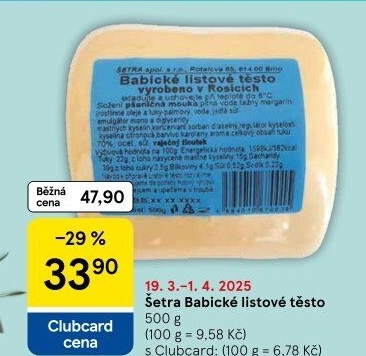 Těsto listové babické Šetra