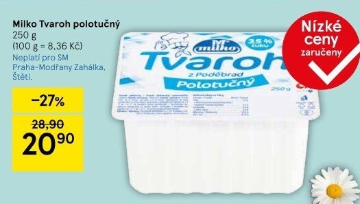 Tvaroh polotučný z Poděbrad Milko