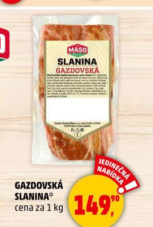 Anglická slanina Gazdovská bez kosti Maso Příbram
