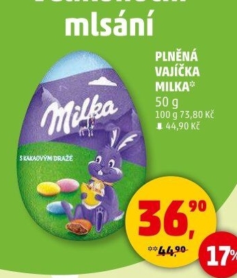 Čokoládová plněná vajíčka Milka