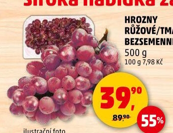 Hrozny růžové bezsemenné