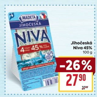 Sýr Niva Jihočeská 45% Madeta