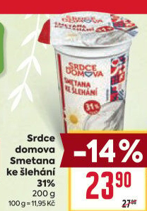 Smetana ke šlehání 31% Srdce domova