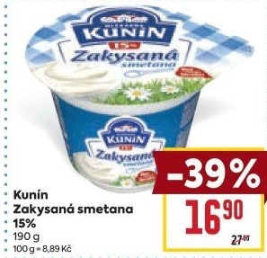 Zakysaná smetana Mlékárna Kunín 15%