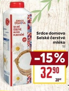 Mléko čerstvé selské Srdce Domova
