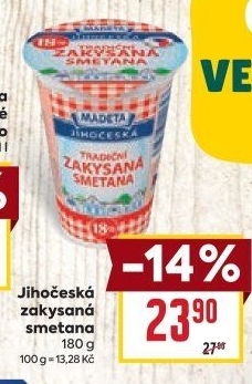 Smetana zakysaná Jihočeská Madeta