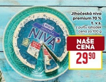 Sýr Niva Premium Jihočeská 70% Madeta
