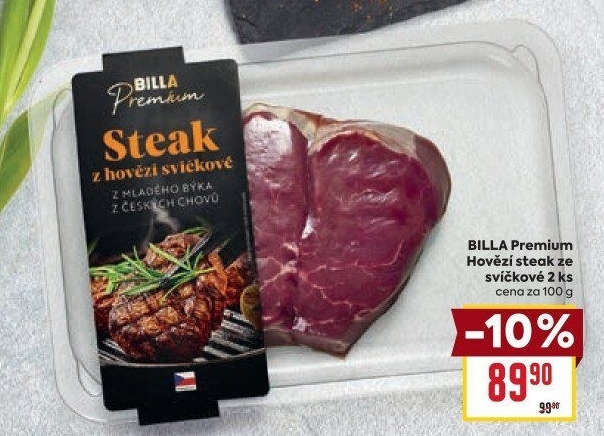Hovězí steak ze svíčkové Billa Premium