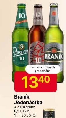 Pivo světlé výčepní 10° Braník