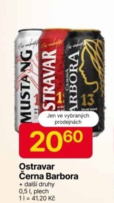 Pivo světlý ležák Mustang 11° Ostravar
