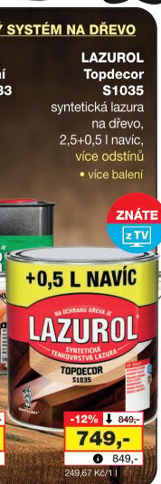 Lazura na dřevo Topdecor Lazurol