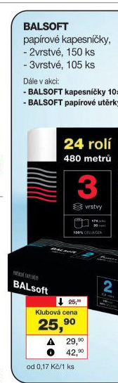 Papírové kapesníčky 2vrstvé BALsoft - box