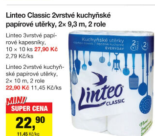 Utěrky kuchyňské 2vrstvé Classic Linteo