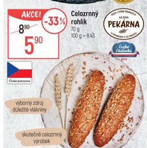 Celozrnný rohlík