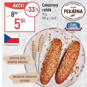 Celozrnný rohlík