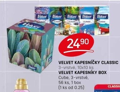 Papírové kapesníčky 3vrstvé Velvet - box