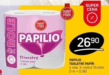 Toaletní papír 3vrstvý Papilio Dobrý Výběr