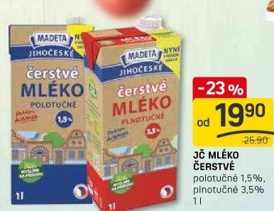 Mléko čerstvé Jihočeské Madeta