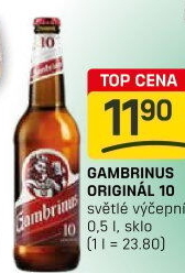 Pivo světlé výčepní Originál 10° Gambrinus