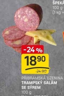 Salám trampský se sýrem Příbramská uzenina