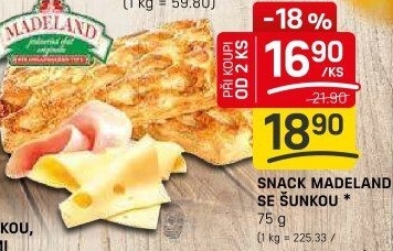 Snack Madeland se šunkou La Lorraine