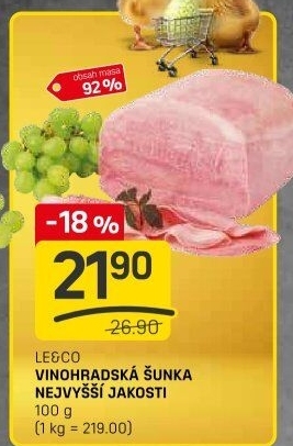 Šunka vinohradská nejvyšší jakosti LE&amp