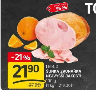 Šunka Zvonařka nejvyšší jakosti LE&amp