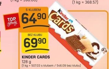 Sušenka s náplní Cards Kinder