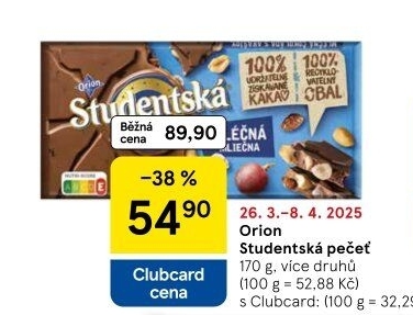 Čokoláda Studentská pečeť Orion