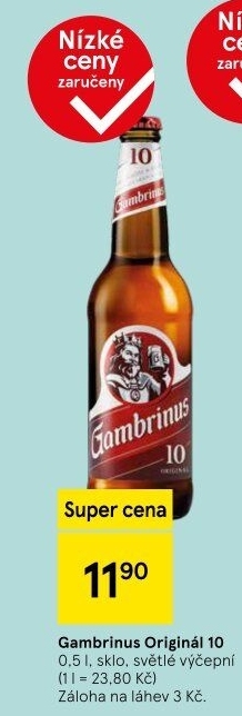 Pivo světlé výčepní Originál 10° Gambrinus