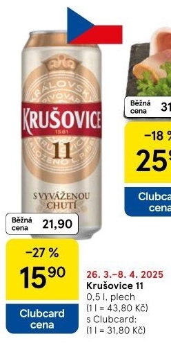Pivo světlý ležák 11° Krušovice