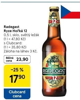 Pivo světlý ležák 12° Ryze hořká Radegast