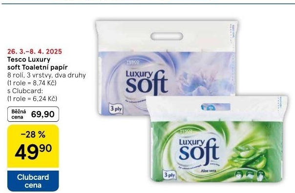 Toaletní papír 3vrstvý Luxury Tesco
