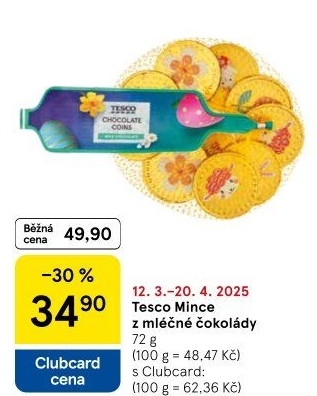 Čokoládové mince Tesco