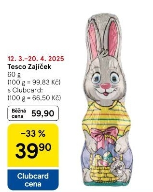 Čokoládový zajíc Tesco