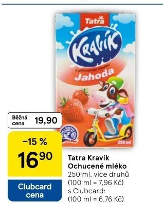 Nápoj mléko ochucené Kravík Tatra
