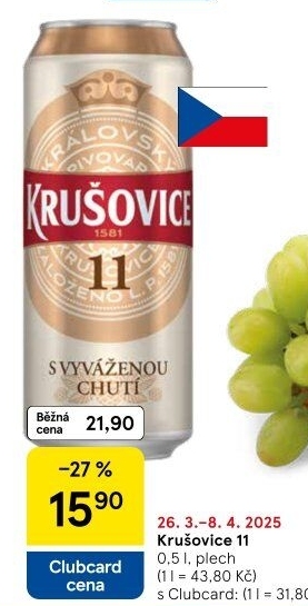Pivo světlý ležák 11° Krušovice