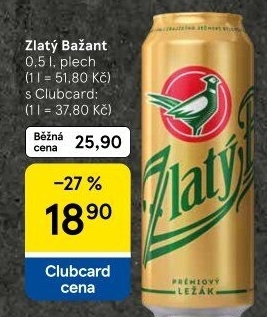 Pivo světlý ležák 12° Zlatý Bažant