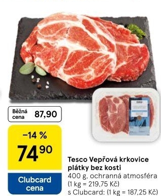 Vepřová krkovice bez kosti Tesco