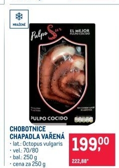 Chapadla chobotnice vařená mražená Pulpo Sur